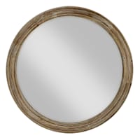 Thin Wood Round Wall Mirror, 24"