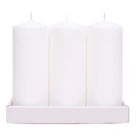 3-Pack White Unscented Overdip Pillar Candles, 7.6"