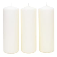 3-Pack Ivory Unscented Overdip Pillar Candles, 7.6"