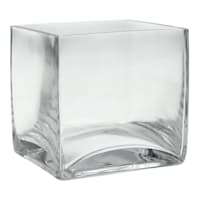 Clear Glass Cube Vase, 4"