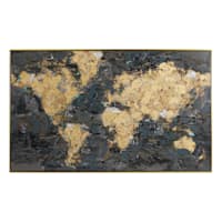 Framed Foiled Globe World Map Canvas Wall Art, 61x37