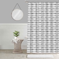 Black & Grey Parallel Striped Embossed Print Shower Curtain, 72"