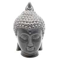 Grey Ceramic Buddha Head, 6.5"