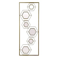 Framed Gold Hexagons Metal Mirror Wall Art, 12x32
