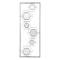 Framed Silver Hexagons Metal Rectangle Mirror Wall Art, 12x32