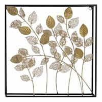 Gold Metal Leaves Wall Art, 16"