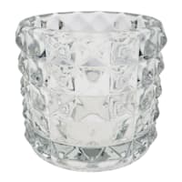 Embossed Clear Glass Candle Holder, 3"