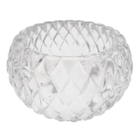 Embossed Clear Glass Tealight Candle Holder, 3"