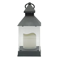 Grey LED Lantern with 6 Hour Timer, 10"