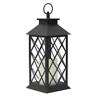 Black LED Lantern with 6 Hour Timer, 12"