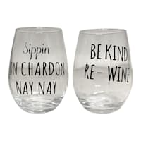 Set of 2 Be Kind Stemless Wine Glasses