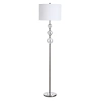 Silver Mercury Glass Stick Floor Lamp with White Fabric Shade 65