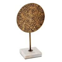 Gold Metal Floral Plate on Stand, 11"