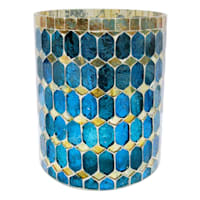Blue & Gold Mosaic Hurricane Candle Holder, 5.7"