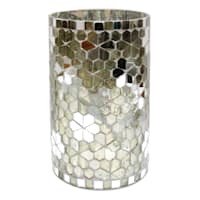 Grey & Silver Mosaic Hurricane Candle Holder, 8"