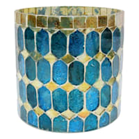 Blue & Gold Mosaic Tealight Candler Holder, 4"