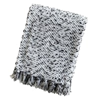 Grey Acrylic Yarn Woven Throw Blanket, 50x60
