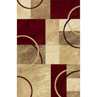 (B645) Superior Burgundy & Tan Geometric Accent Rug, 3x5