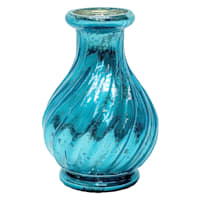 Teal Swirl Bud Glass Vase, 4"