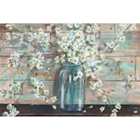 Blossoms in Mason Jar Embellished Canvas Wall Art, 36x24