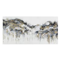 Black & Yellow Abstract Canvas Wall Art, 60x30
