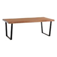Live Edge Wooden Top Coffee Table with Metal Base