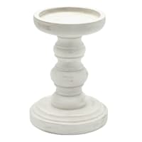 Honeybloom White Painted Distressed Candle Holder, 6"