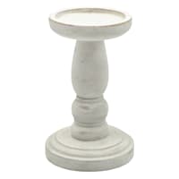 Honeybloom White Painted Distressed Candle Holder, 7"