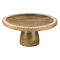 Beaded Natural Wood Cake Stand