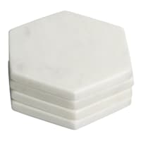 Set of 4 White Marbled Hexagon Coaster