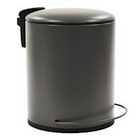 Hans Matte Charcoal Metal Step Trash Can & Removable Liner, 5l