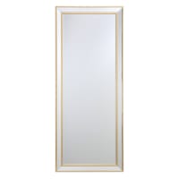 Gold Bamboo Wood Trimmed Beveled Leaner Mirror, 24x58
