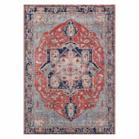 (D473) Fenix Red Medallion Chenille Accent Rug, 29x56
