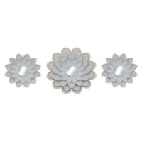 3-Piece Grey Floral Accent Wall Mirror Set, 14"