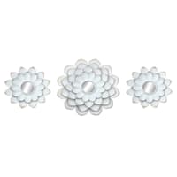 3-Piece White Floral Accent Wall Mirror Set, 14"