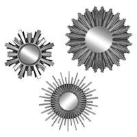 3-Piece Metallic Accent Wall Mirror Set, 14"