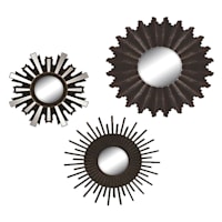 3-Piece Brown Accent Wall Mirror Set, 14"