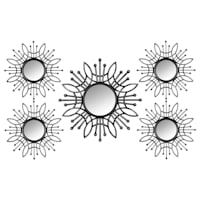 5-Piece Metallic Framed Floral Burst Wall Mirror Set