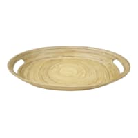 Natural Bamboo Oval Tray with Handles, 18x14