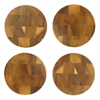 Set of 4 Round Acacia Wood Coasters