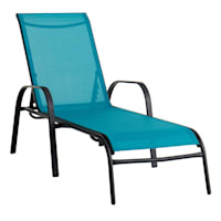 Stackable Sling Patio Chaise Lounge Chair, Teal
