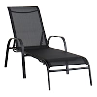 Stackable Sling Patio Chaise Lounge Chair, Black