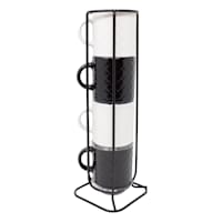 Stacked Black & White Espresso Mugs, 3oz