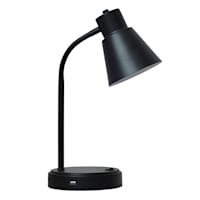 Black Metal Task Lamp with USB Port, 16"