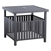 Grammercy Square Black Steel Slat Patio Umbrella Table, 20"