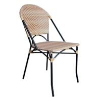 Two-Toned Natural Wicker Outdoor Bistro Chair