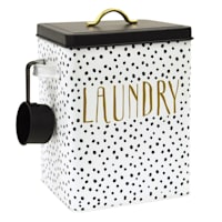 Doreen White & Black Metal Laundry Storage Canister, Medium