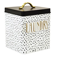 Doreen White & Black Metal Laundry Storage Canister, Small