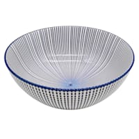 Blue & White Geo Print Ceramic Bowl
