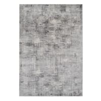 (B656) Mixed Grey Abstract Soft High-Low Design Area Rug, 5x7